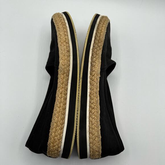 Prada Women 39.5 US 9.5 Sport Slip On Loafers Black Jute Canvas Espadrilles Flat - Picture 3 of 14